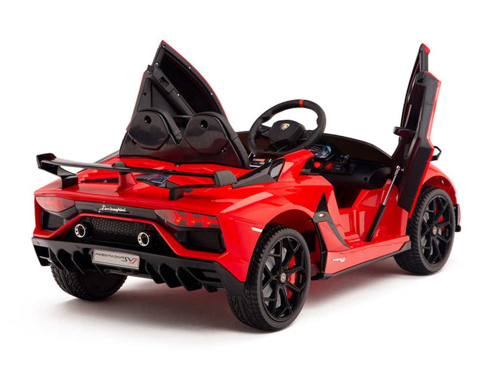 12V Kids Ride On Sports Car Battery Powered Lamborghini Aventador SVJ with Remote - Red