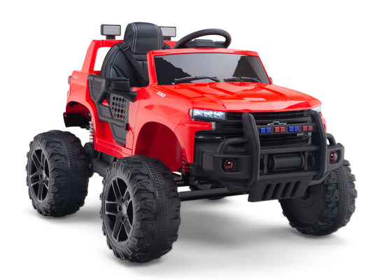 24V Chevrolet Silverado Lifted Ride On Truck with Remote Control – Red