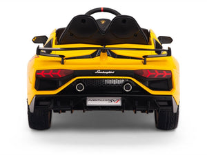 12V Kids Ride On Sports Car Battery Powered Lamborghini Aventador SVJ with Remote - Yellow