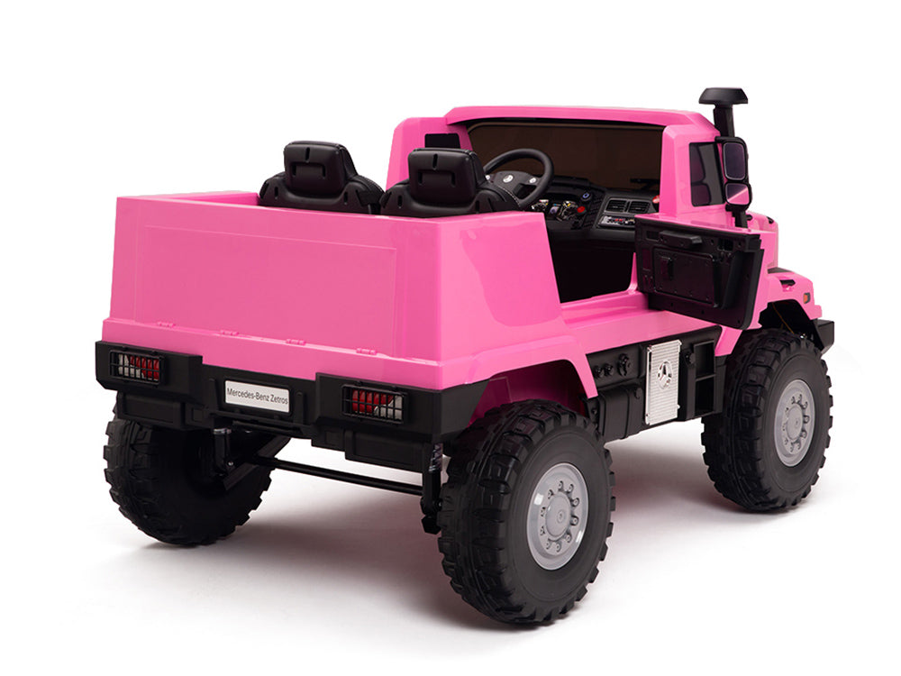 24V Mercedes Zetros Battery Powered Kids Ride On Truck with Remote Control - Pink